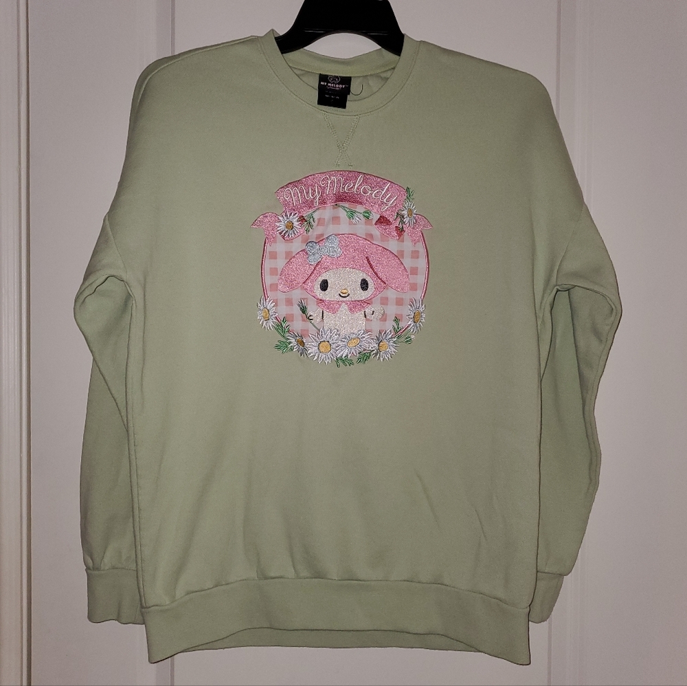My Melody, Sanrio, Small, Graphic Women's Sweater, Pistashio Green